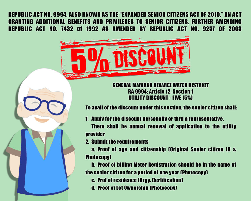 Senior Citizen Discount - General Mariano Alvarez Water Disctrict
